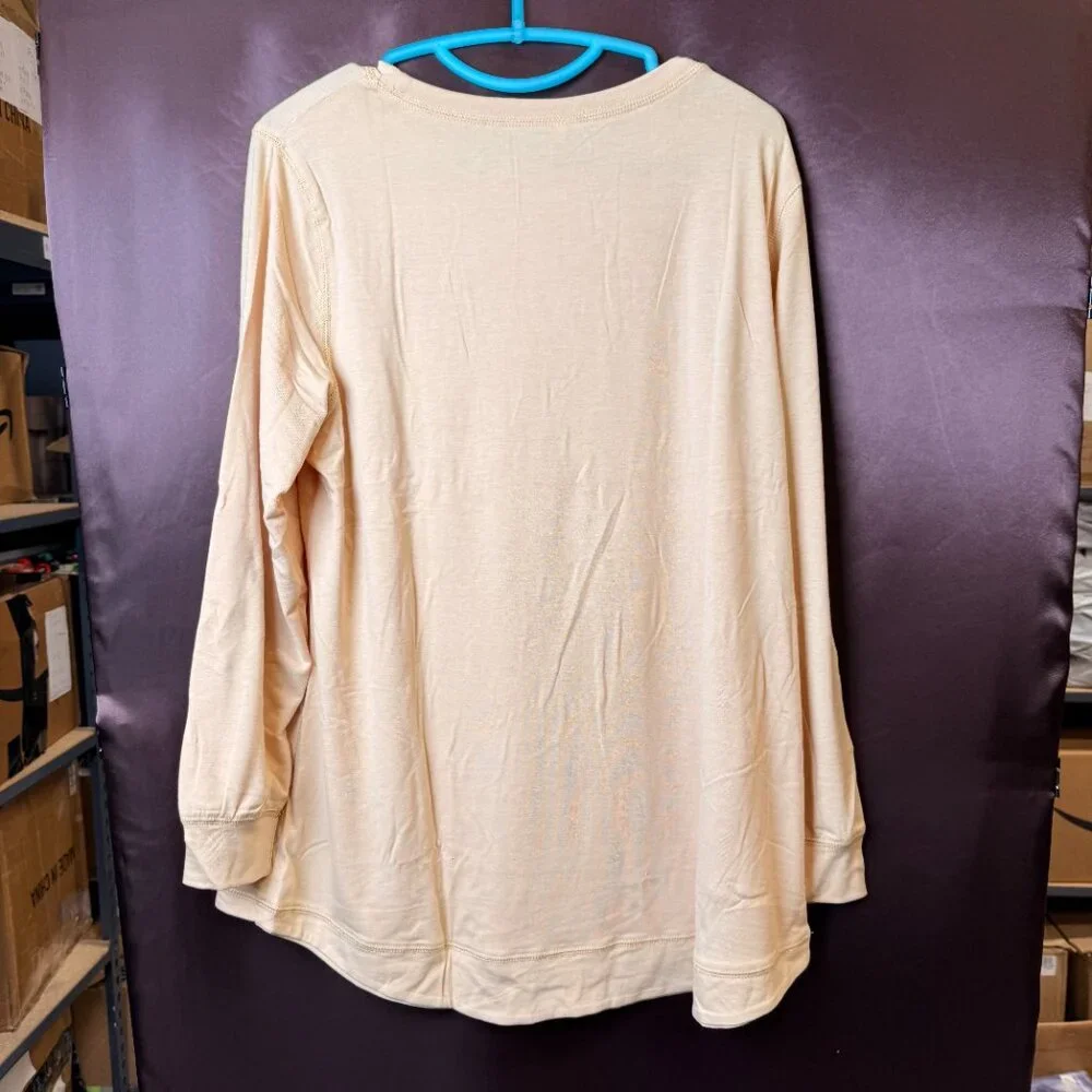 ROSRISS Women's Plus Size 14W-18W Long Sleeve Shirt Casual Side Split Tee  Pleas